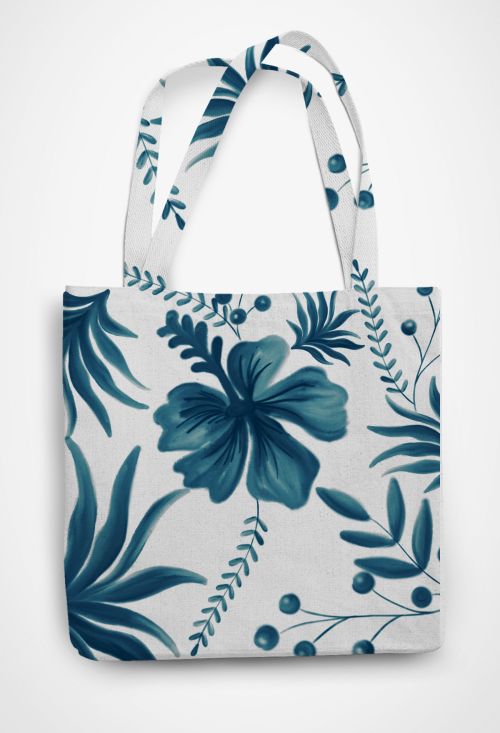 Floral Essence Emerald  Patterned Tote Bag