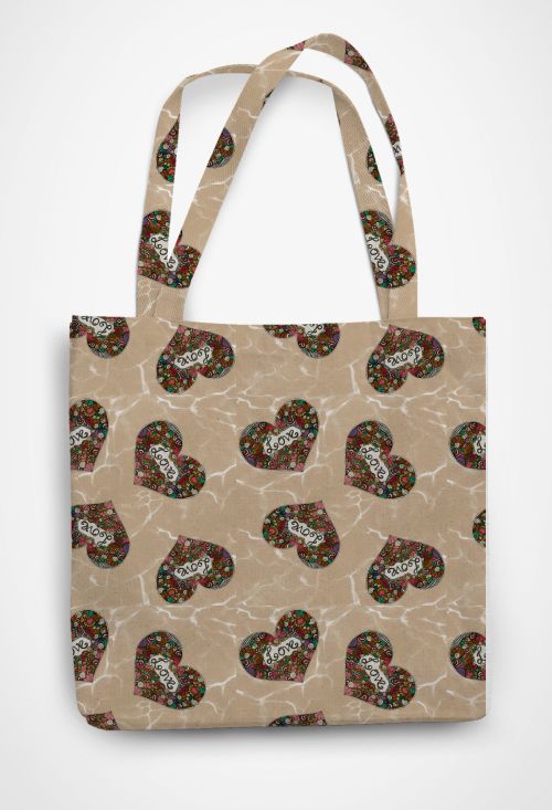 Valentine doodle heart Patterned Tote Bag