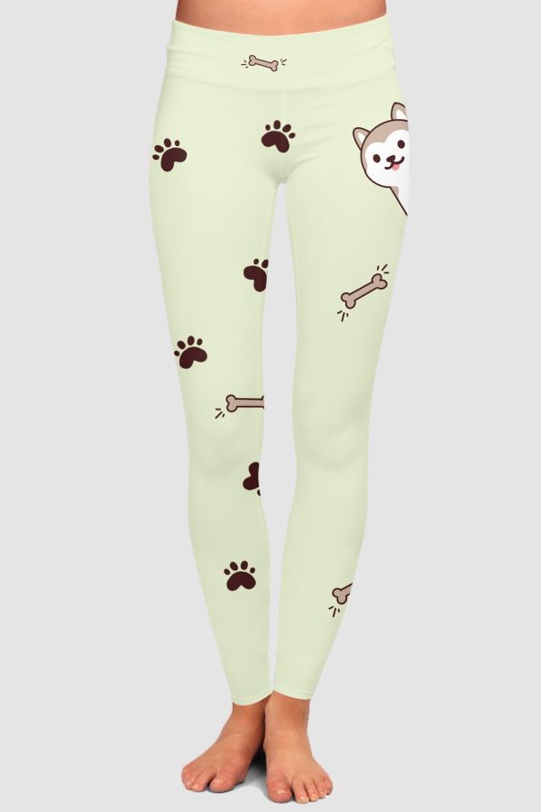 Cute Puppy High-Waisted Leggings