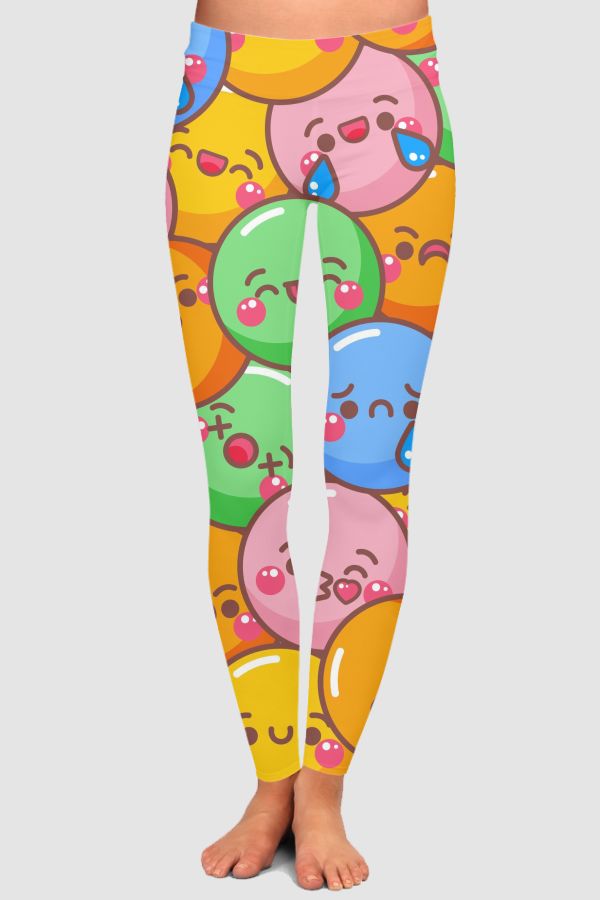 Smile emoticons colorful High-Waisted Leggings