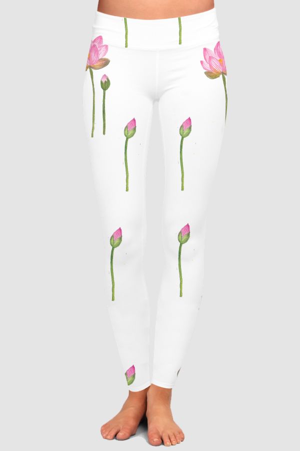 Pink lotus High-Waisted Leggings