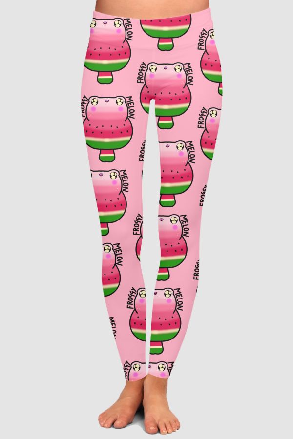 Pink froggy melon popsicle  High-Waisted Leggings