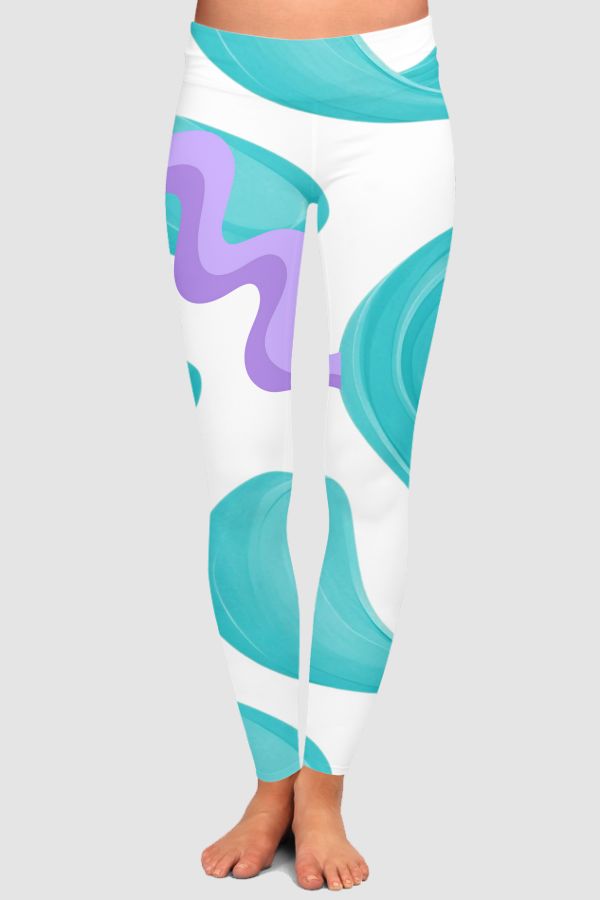 Modern Retro Liquid Swirl  High-Waisted Leggings