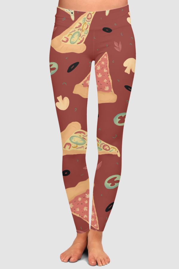 Pizza seamless pattern High-Waisted Leggings