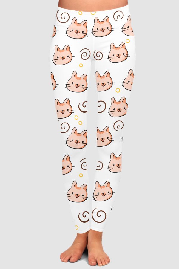 Cute cat High-Waisted Leggings