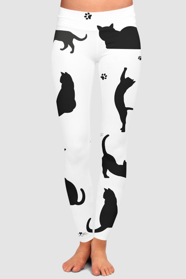 Black Cat Silhouette Seamless  High-Waisted Leggings