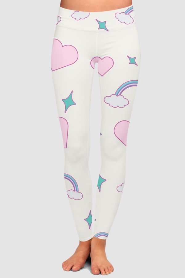 Rainbow hearts High-Waisted Leggings