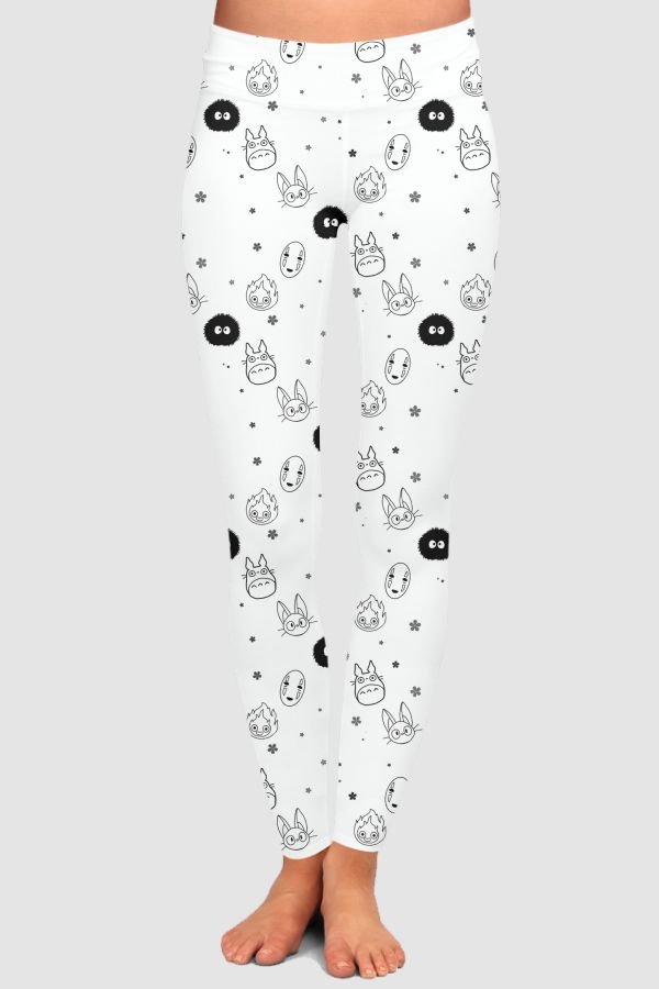 Ghibli pattern High-Waisted Leggings