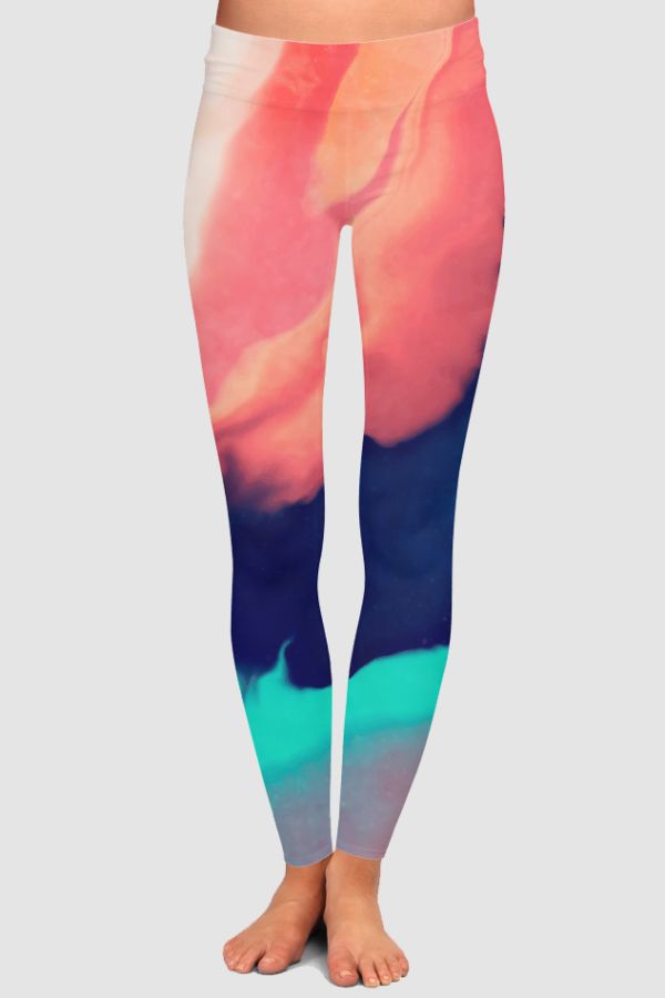 Blue abstract High-Waisted Leggings