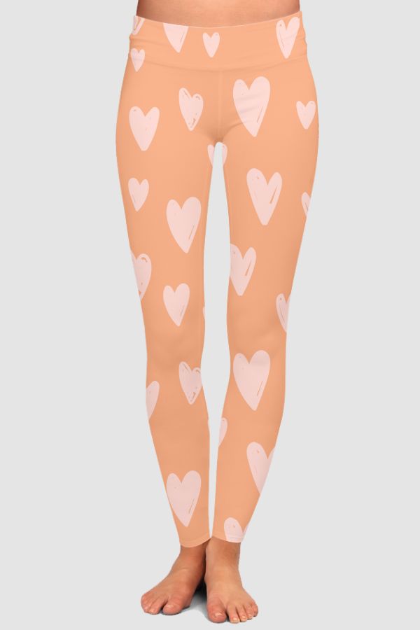 Cute heart peach design High-Waisted Leggings