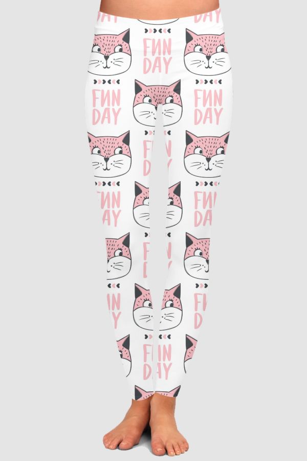 Cat doodle fun day  High-Waisted Leggings