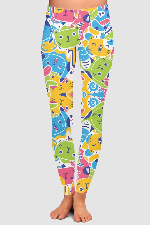 Cats doodle  High-Waisted Leggings