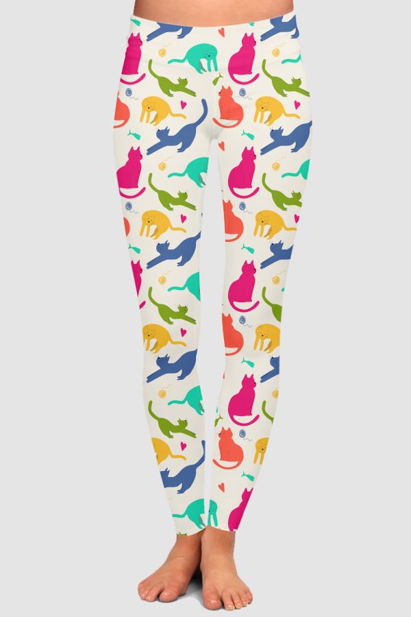 Cat feline paws love High-Waisted Leggings