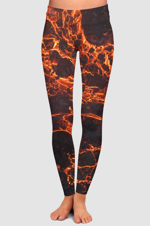 Lava - Fire Abstract pattern High-Waisted Leggings