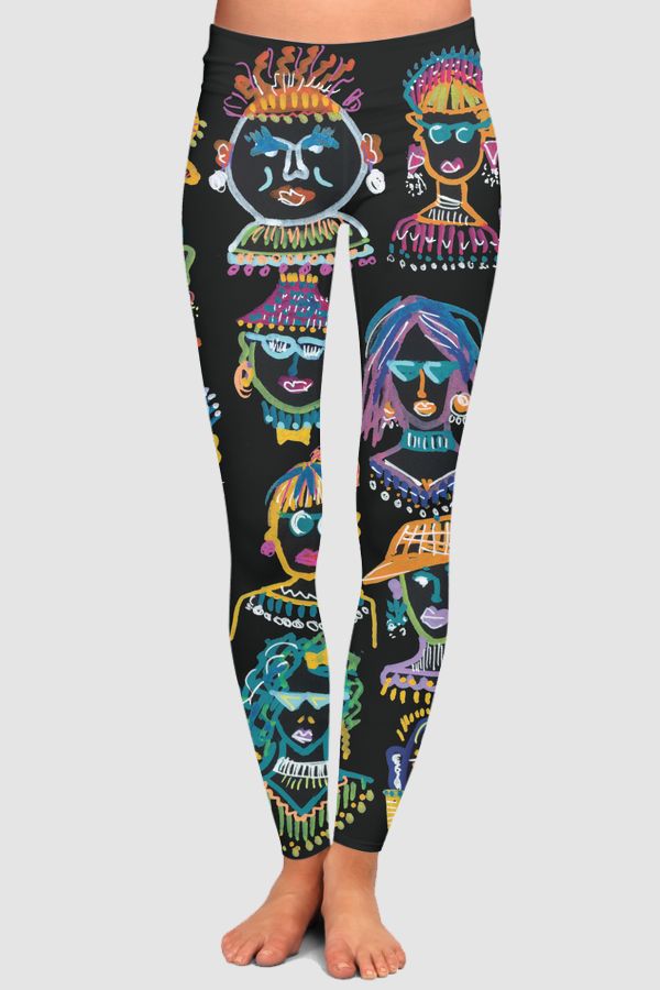 Celebrate Love with pride-Doodled  Characters High-Waisted Leggings