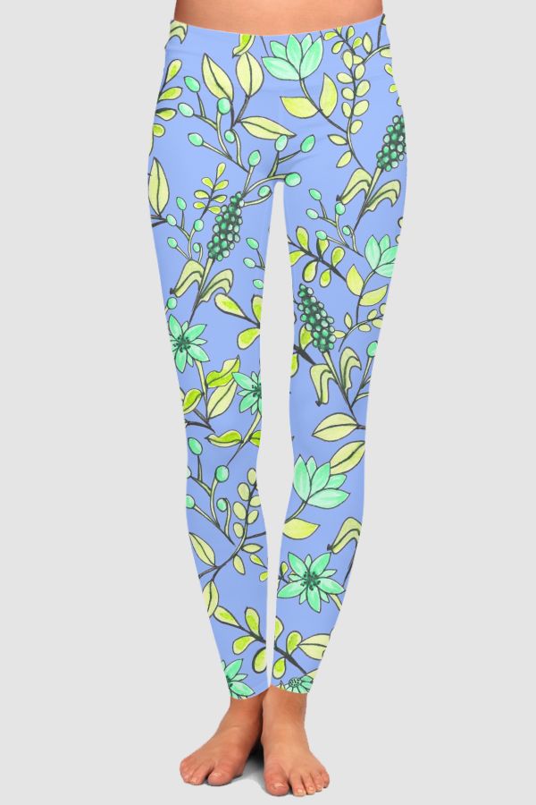 Minty Powder blu floral jacket High-Waisted Leggings