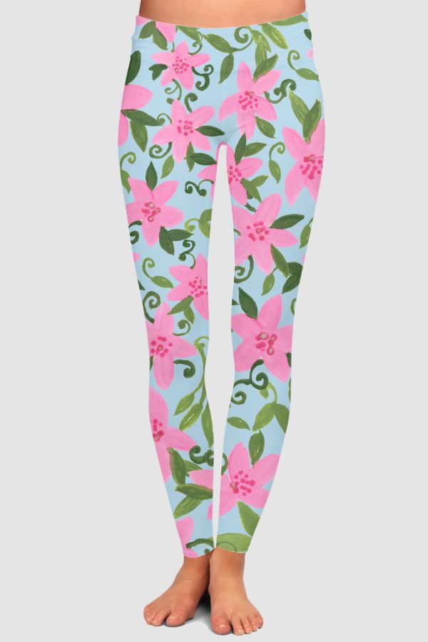 Pink blossom Florals High-Waisted Leggings