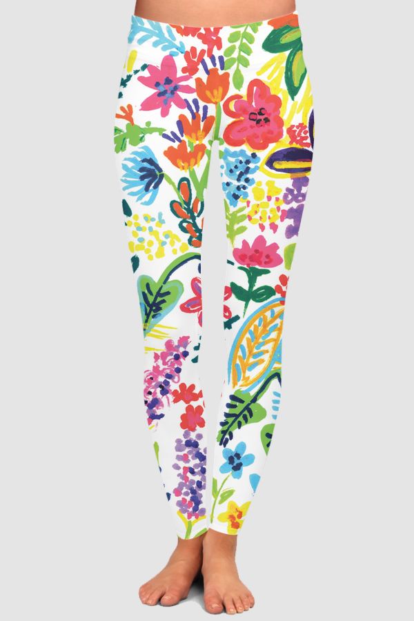 Bright Quirky Florals High-Waisted Leggings
