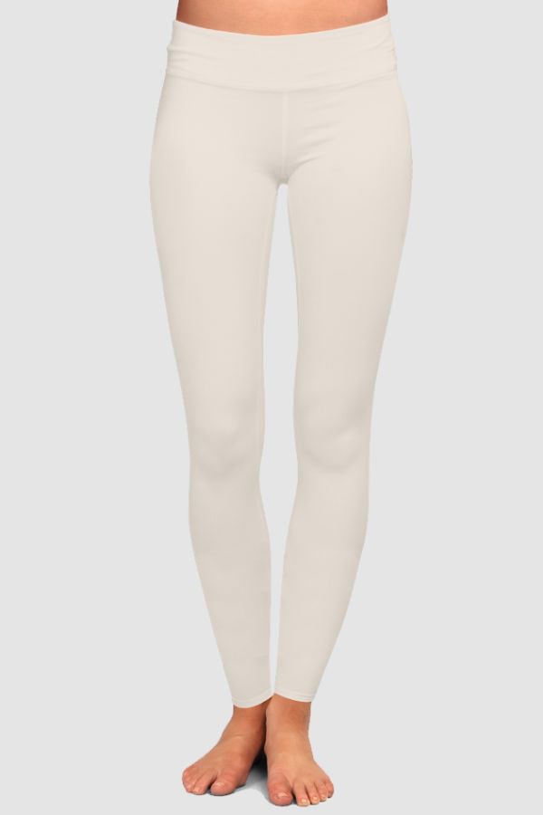 Solid Cream High-Waisted Leggings