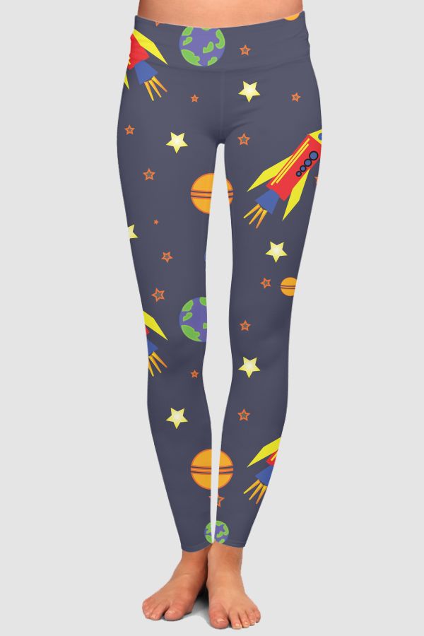 Rocket in space High-Waisted Leggings