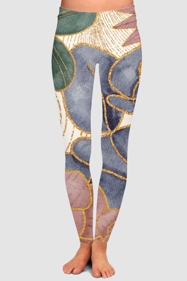 watercolor flower art High-Waisted Leggings