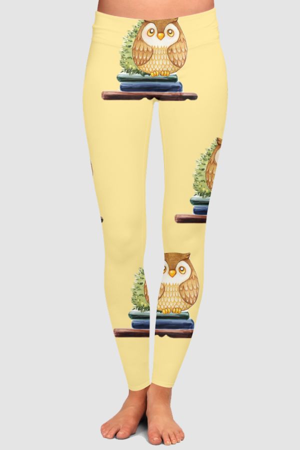 Warm Owl Pattern High-Waisted Leggings