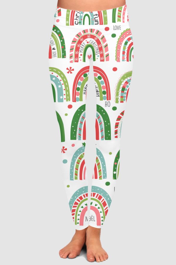 Festive Rainbow High-Waisted Leggings