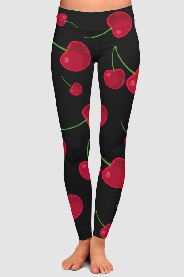 CHERRY PRINT High-Waisted Leggings