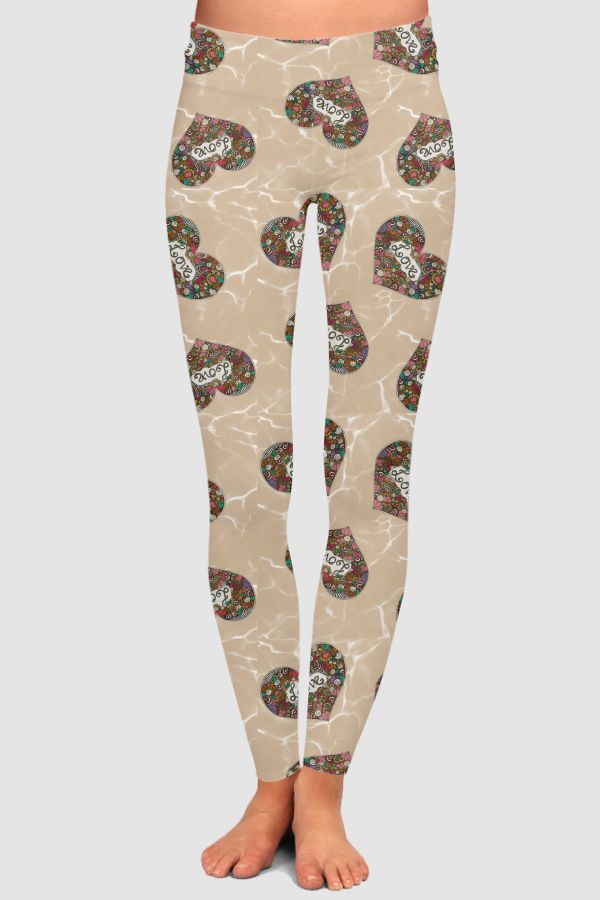 Valentine doodle heart High-Waisted Leggings