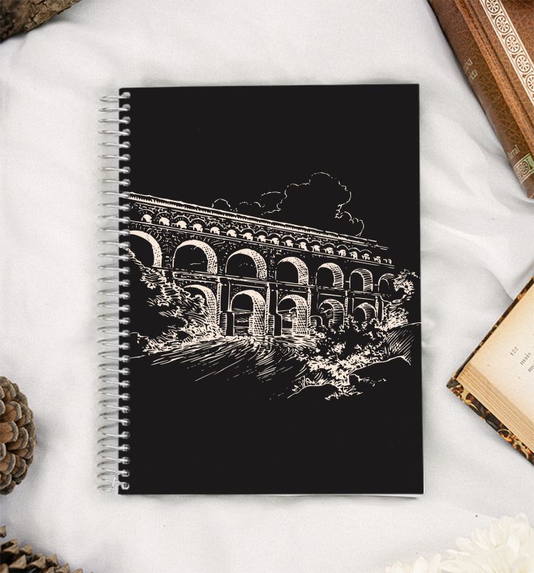 Sketched Bridge (black) A5 Notebook