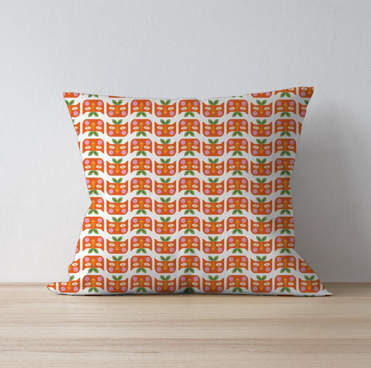 Orange Cat Pattern Cushion Cover