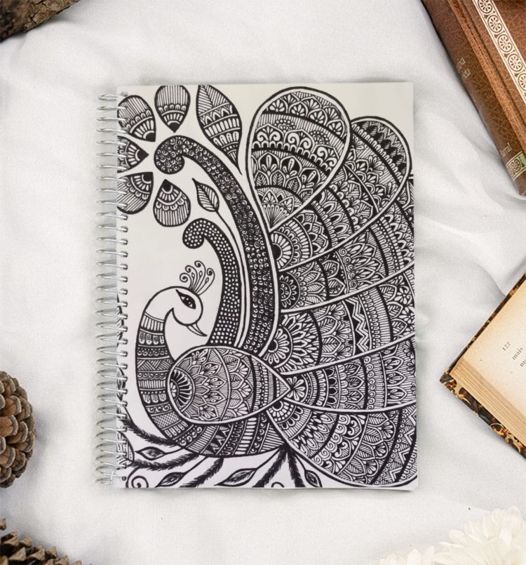 Mandala Peacock art A5 Notebook