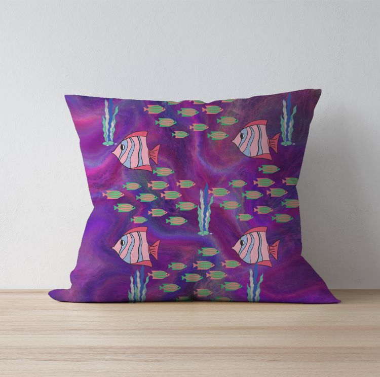 Pink Fish Cushion Cover