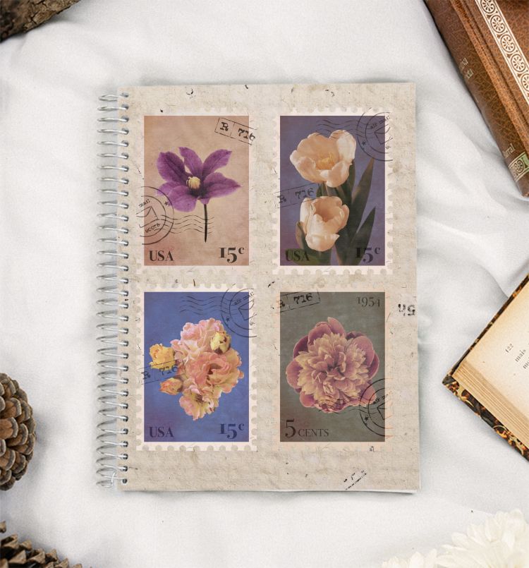 Vintage Stamps A5 Notebook