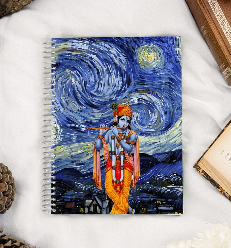 Krishna x Starry Night VanGogh A5 Notebook