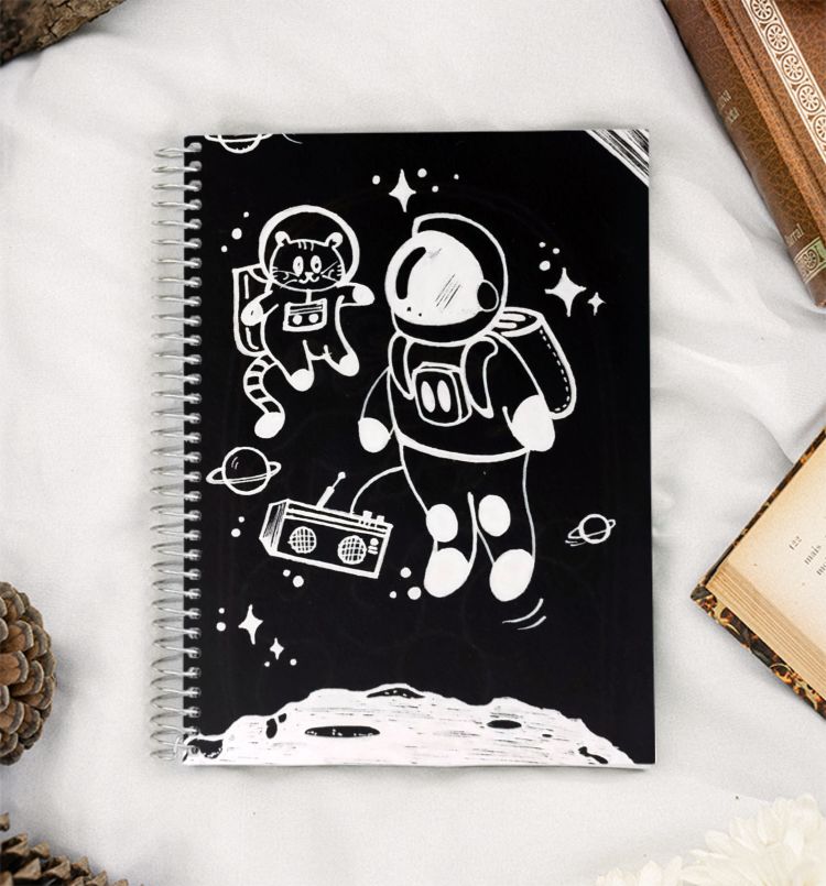 The astronaut and kitty  A5 Notebook