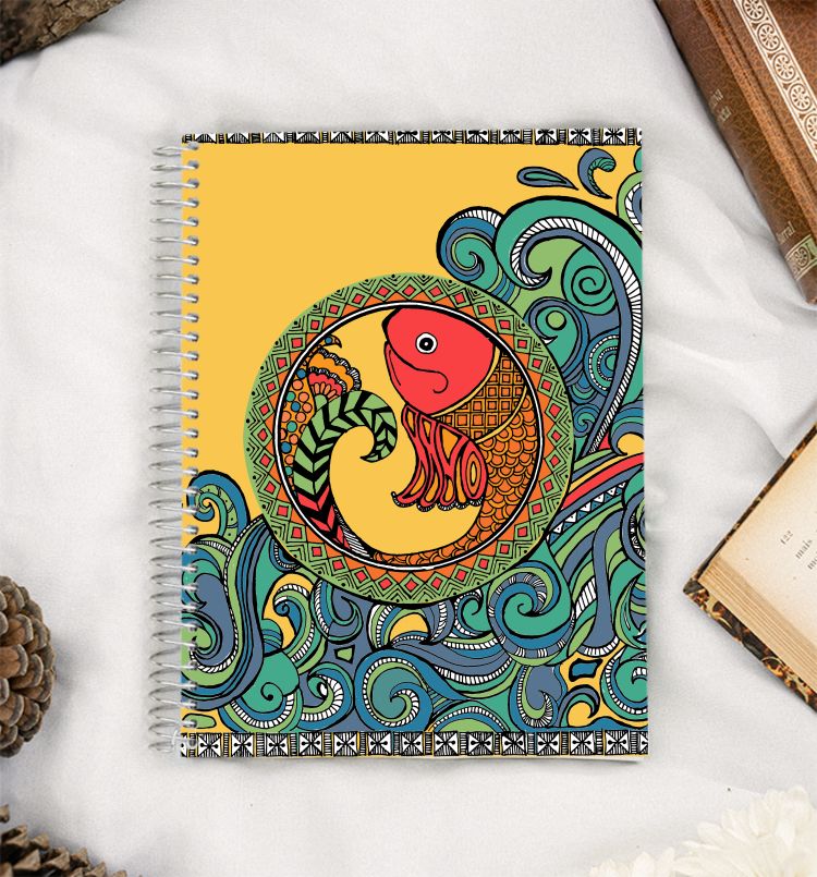 Madhubani fish design A5 Notebook