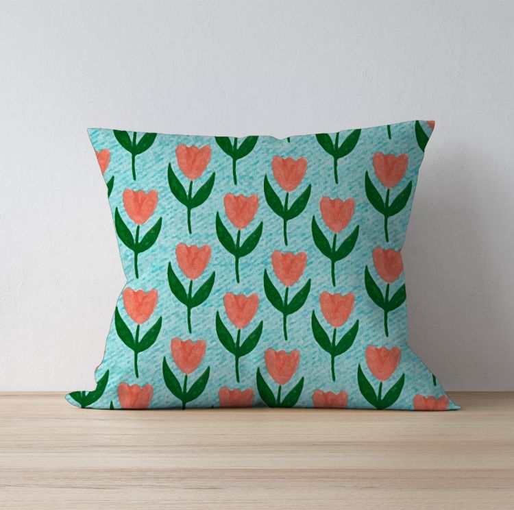 Tulip flowers blue Cushion Cover