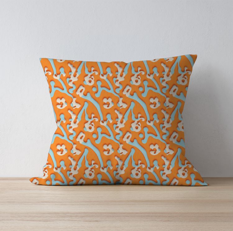 Orange Blue Abstract Design  Cushion Cover