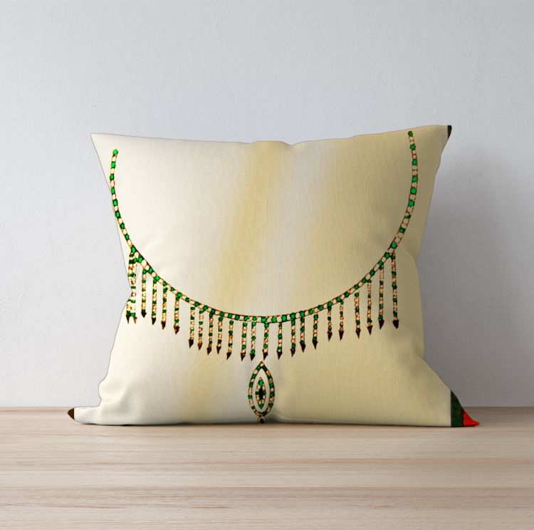 Emerald jewellery illustration Cushion Cover