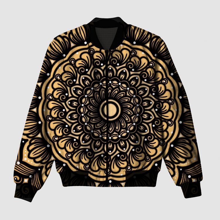 Yellow themed Mandala Bomber Jacket