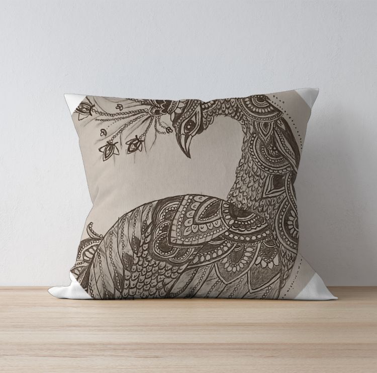 Peacock printed  Cushion Cover