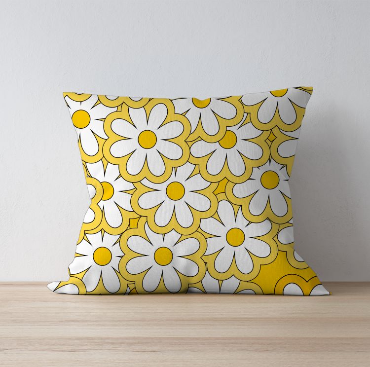 Yellow Floral printed  Cushion Cover