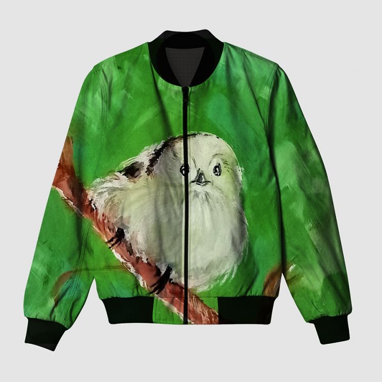 Green innocent cute Bird  Bomber Jacket