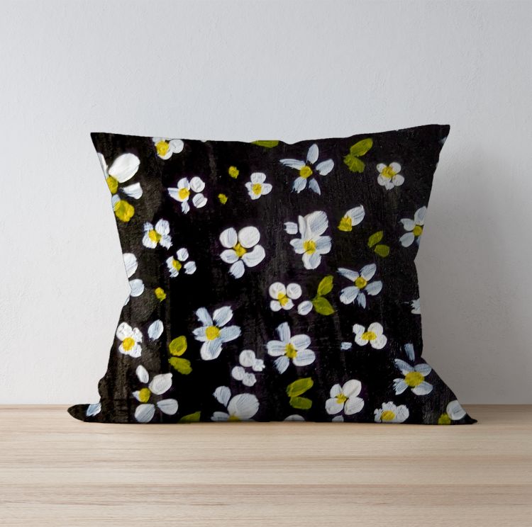 White flower elegant design  Cushion Cover