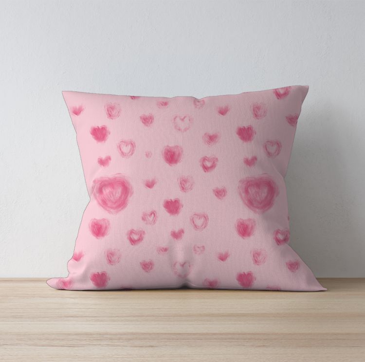 Pink Hearts Cushion Cover