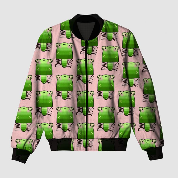 Cute Green Toadsicle Bomber Jacket
