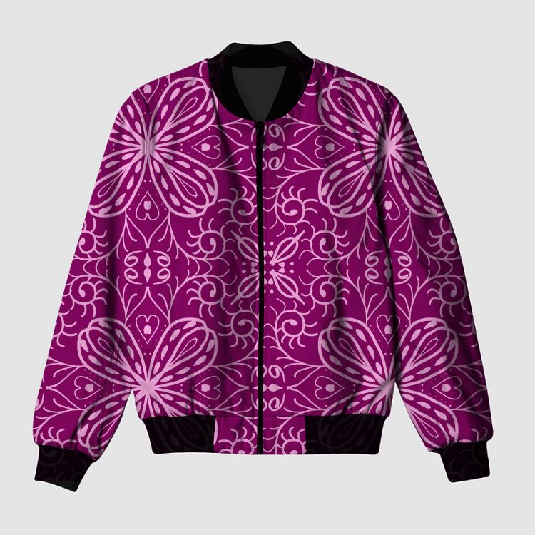 Pink Bloom Mandala Bomber Jacket