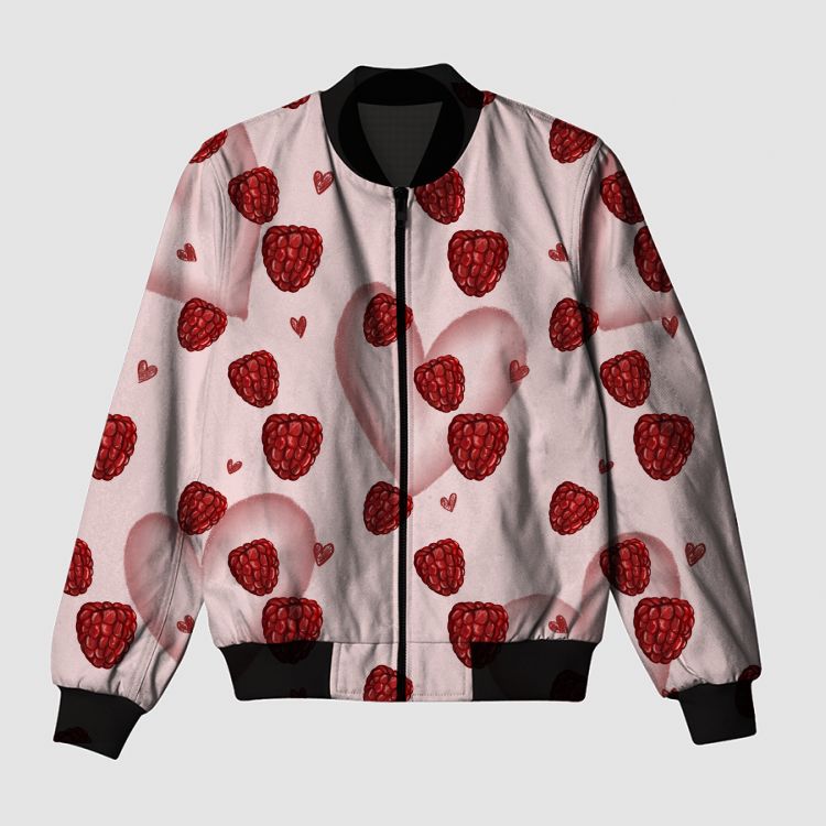 Raspberry Hearts Bomber Jacket
