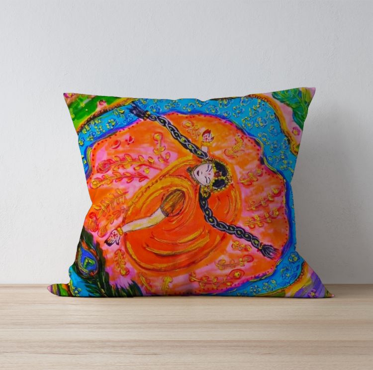 Whirling in divine love-Radha Cushion Cover